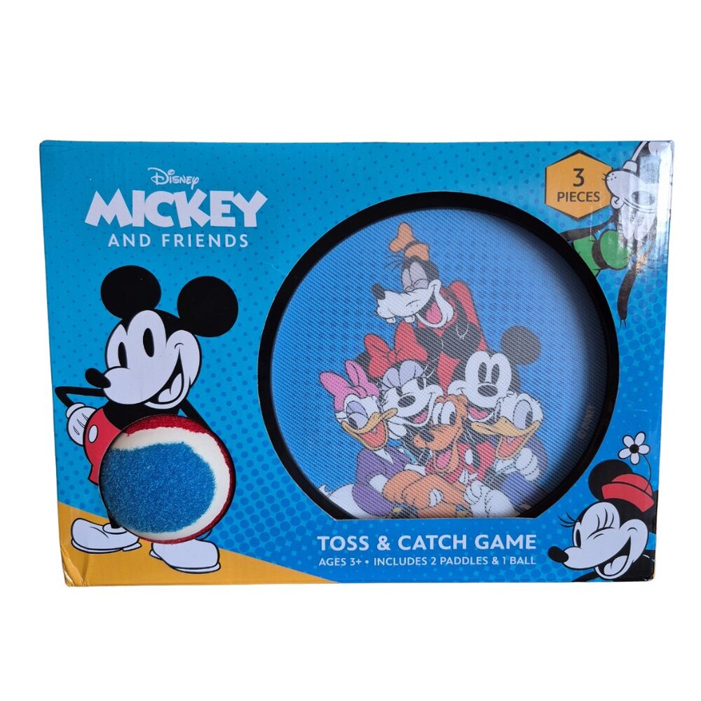 Disney Mickey & Friends Toss & Catch Game Set – 3 Pieces | New